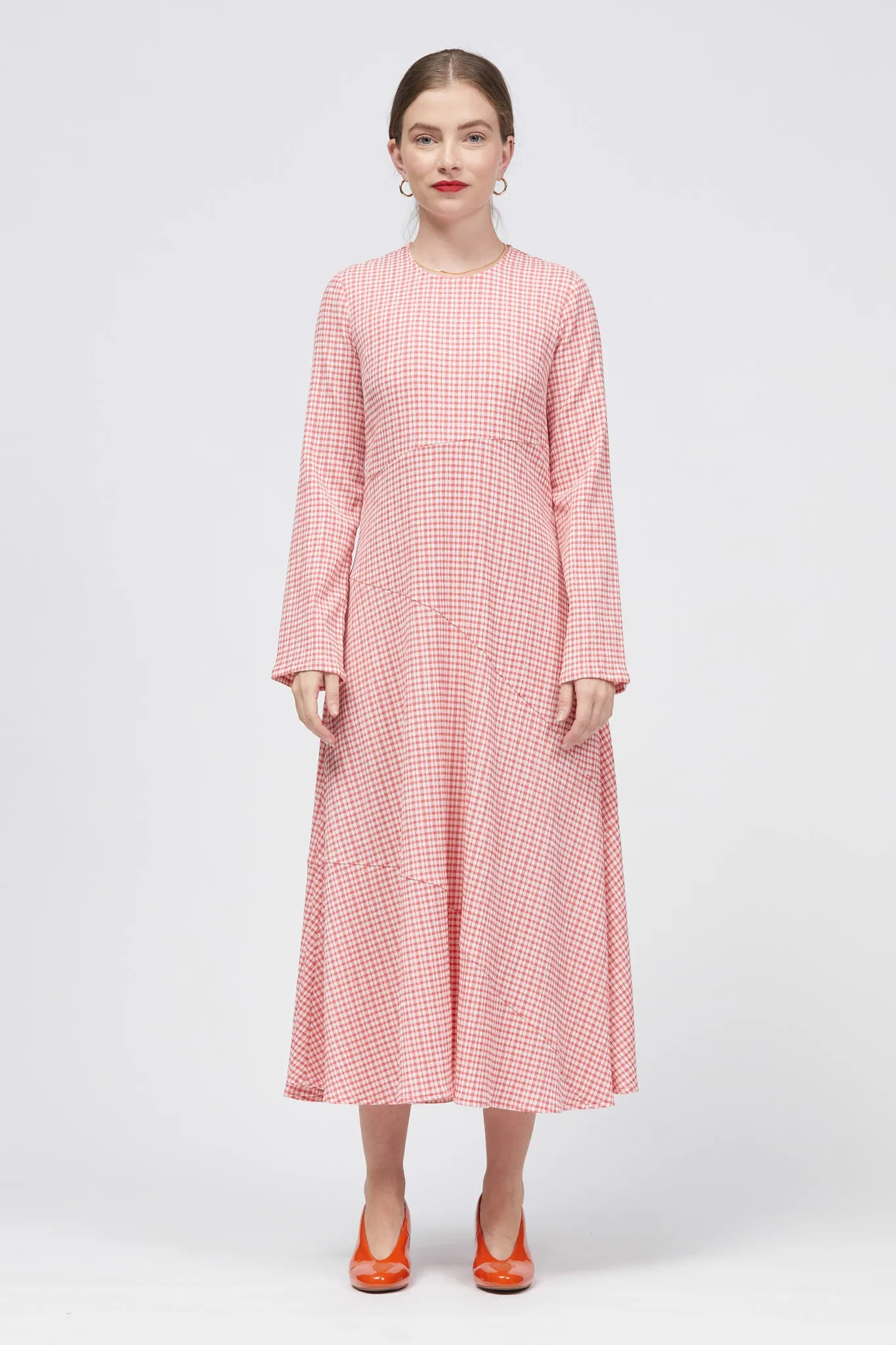 Kust Midi Dress Pink/White Check