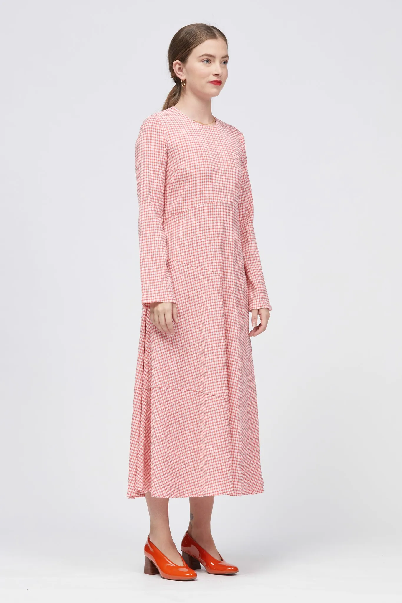 Kust Midi Dress Pink/White Check