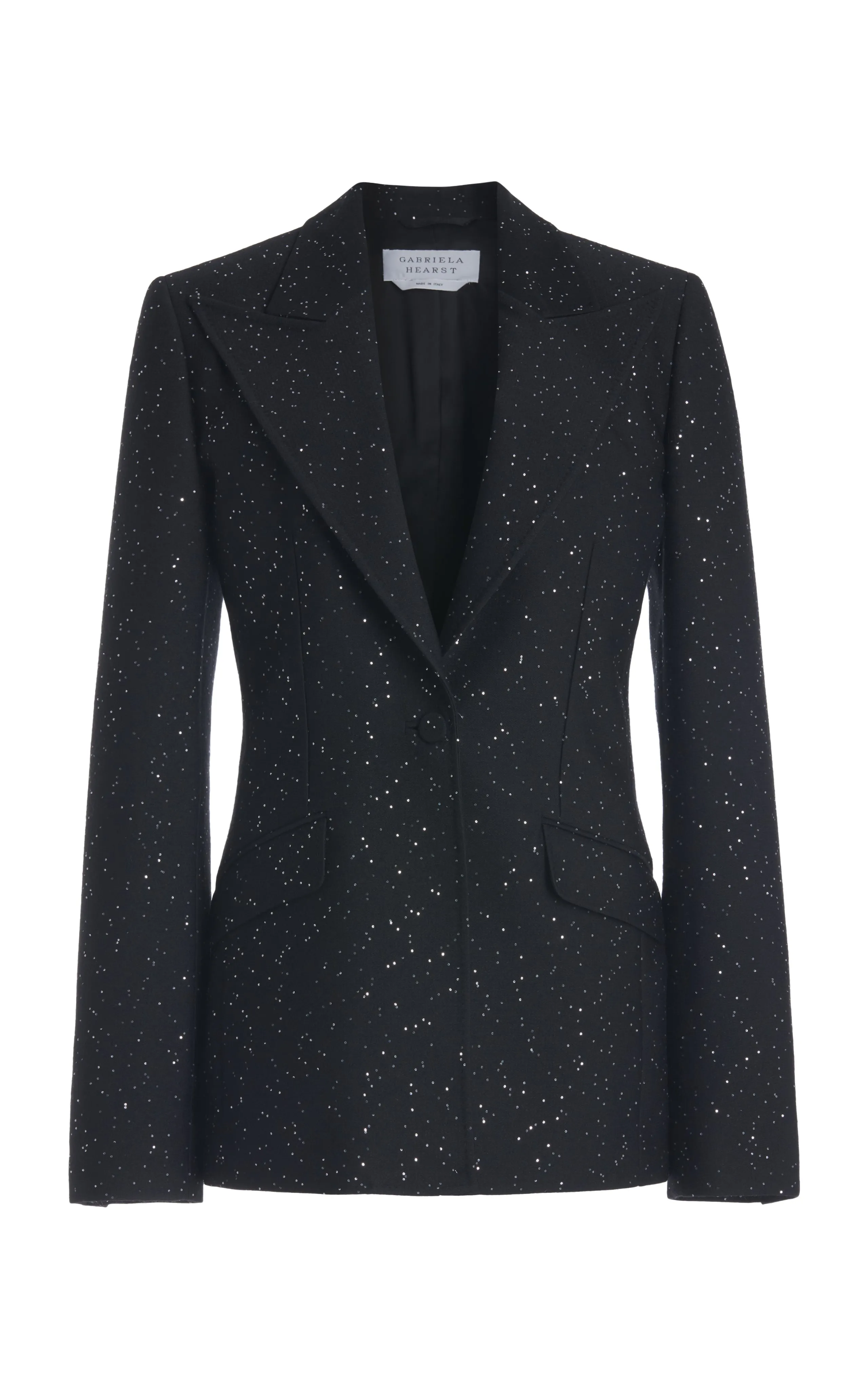 Leiva Sequin Blazer in Black Virgin Wool