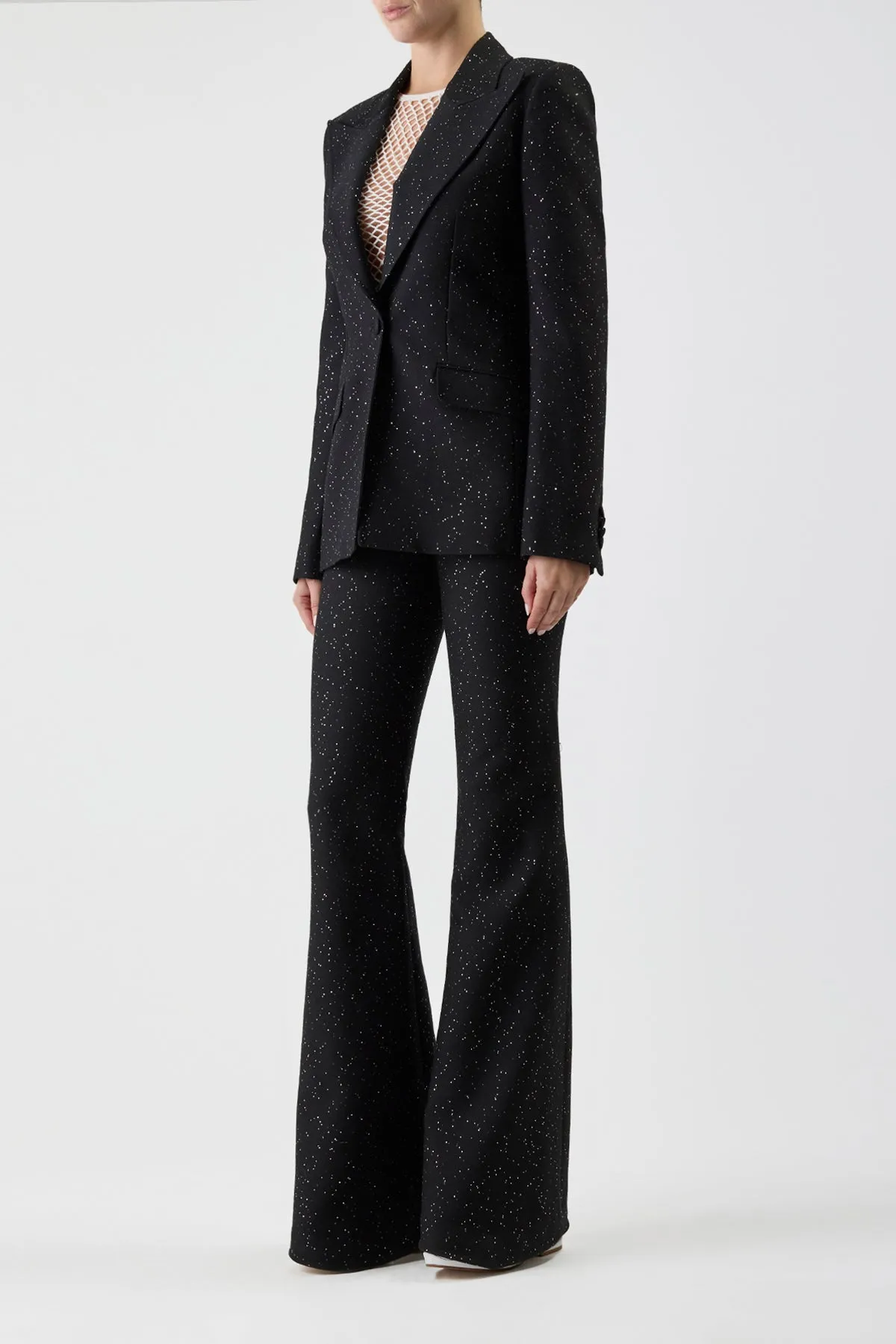 Leiva Sequin Blazer in Black Virgin Wool