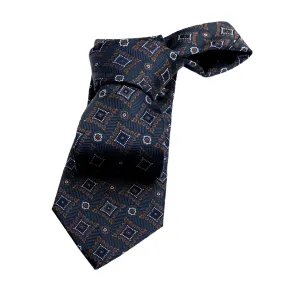 Lexington Foulard Silk Tie, Navy / Brown / White