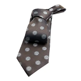 Little Falls Medallion Foulard Silk Tie, Brown / Silver