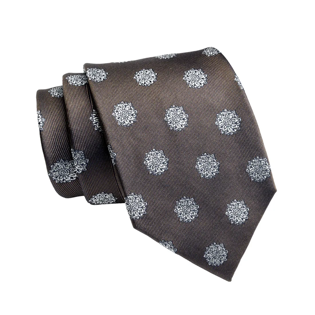 Little Falls Medallion Foulard Silk Tie, Brown / Silver