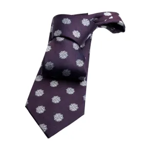 Little Falls Medallion Foulard Silk Tie, Purple / Silver