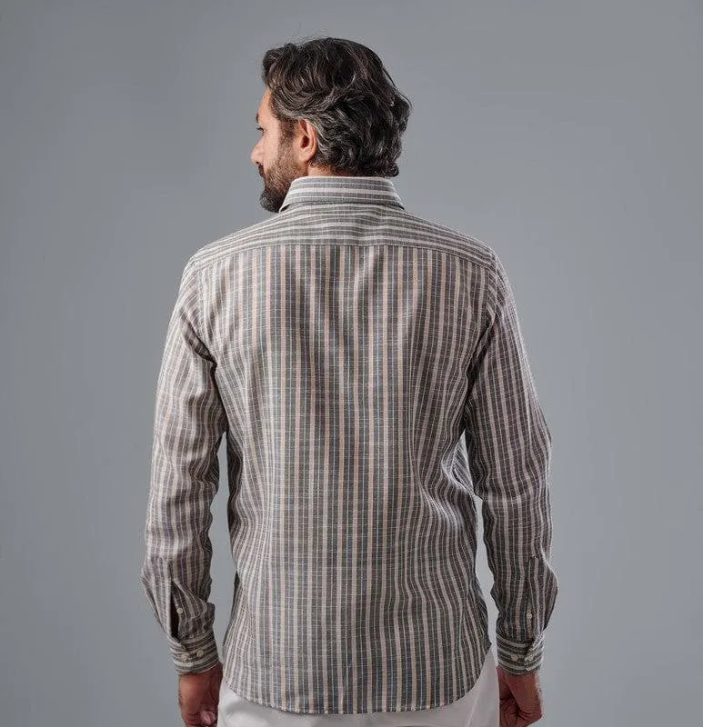 Long Sleeve Striped Shirt - DARK BEIGE