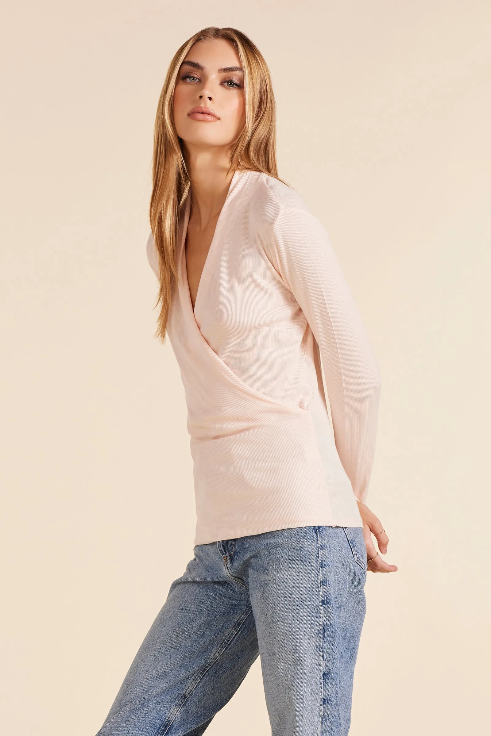 LONG SLEEVE SURPLICE TOP