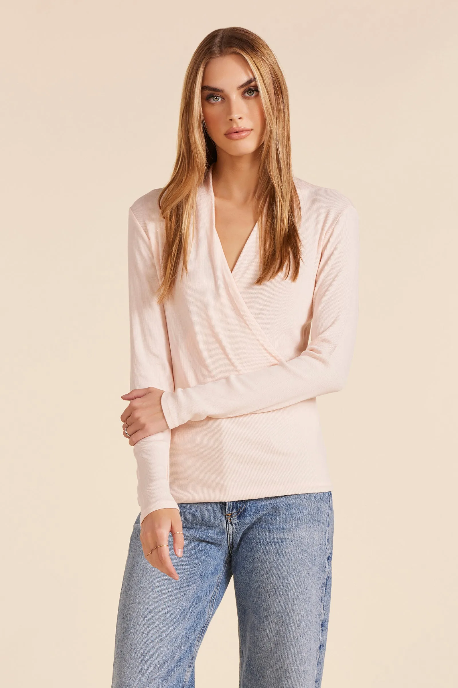 LONG SLEEVE SURPLICE TOP