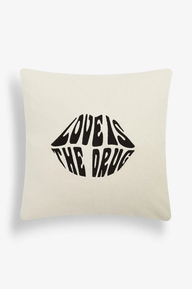 Love Is The Drug Knitted Lips Cushion