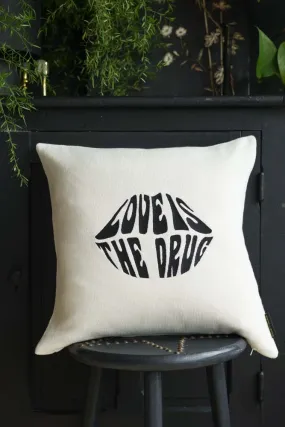 Love Is The Drug Knitted Lips Cushion