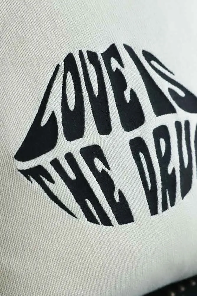 Love Is The Drug Knitted Lips Cushion