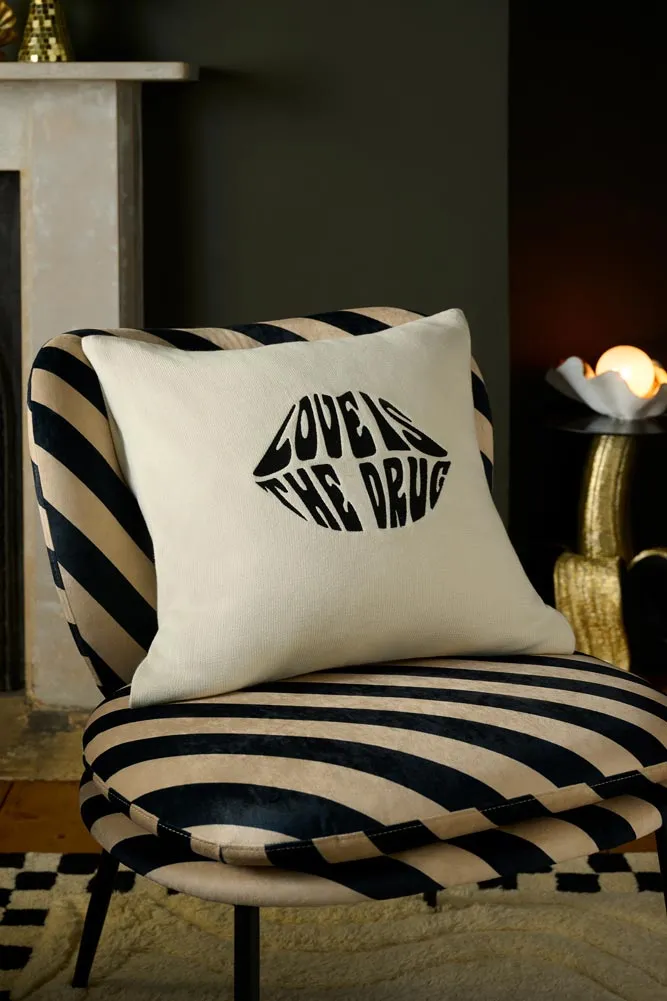 Love Is The Drug Knitted Lips Cushion