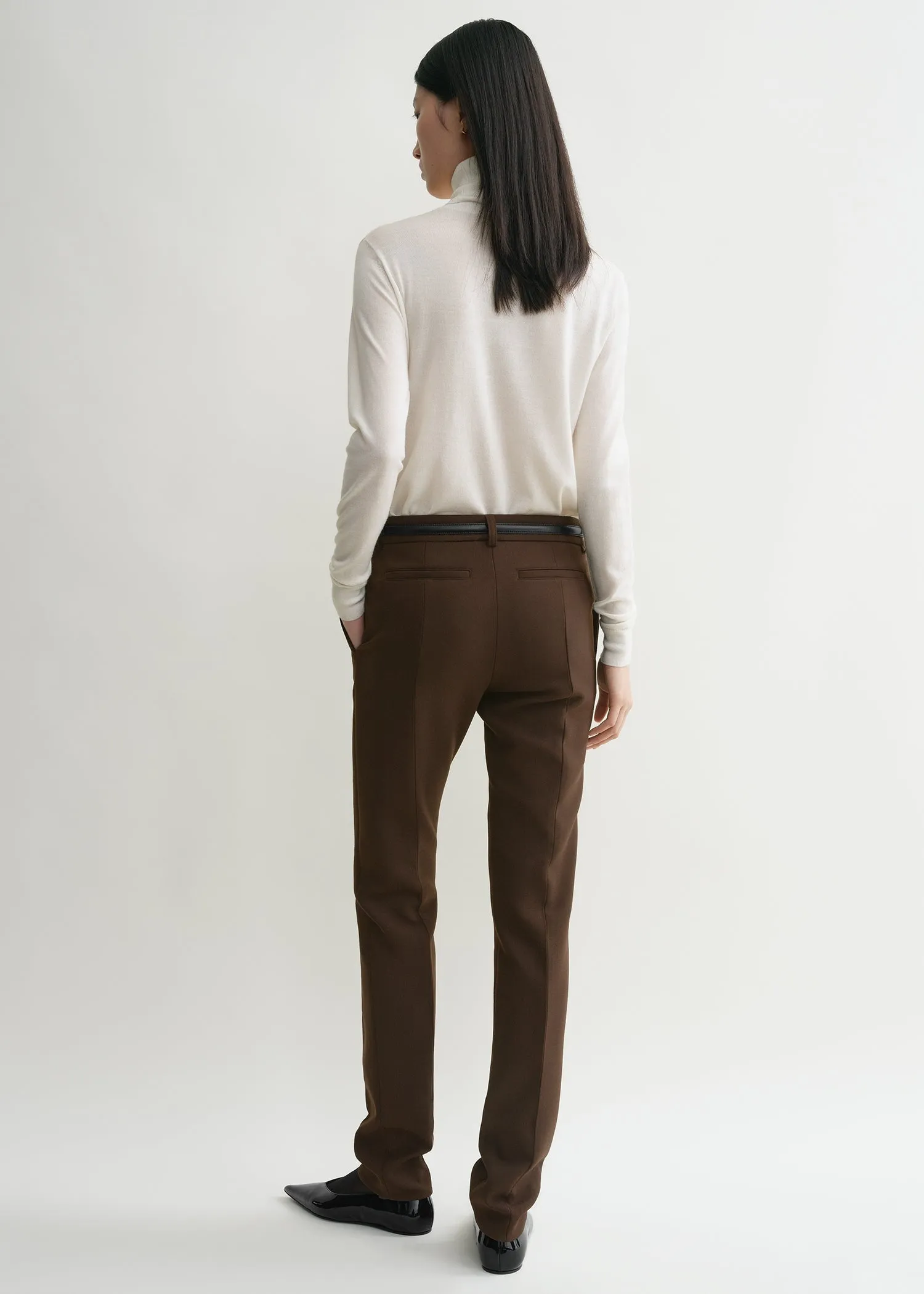 Low-waist slim trousers bark