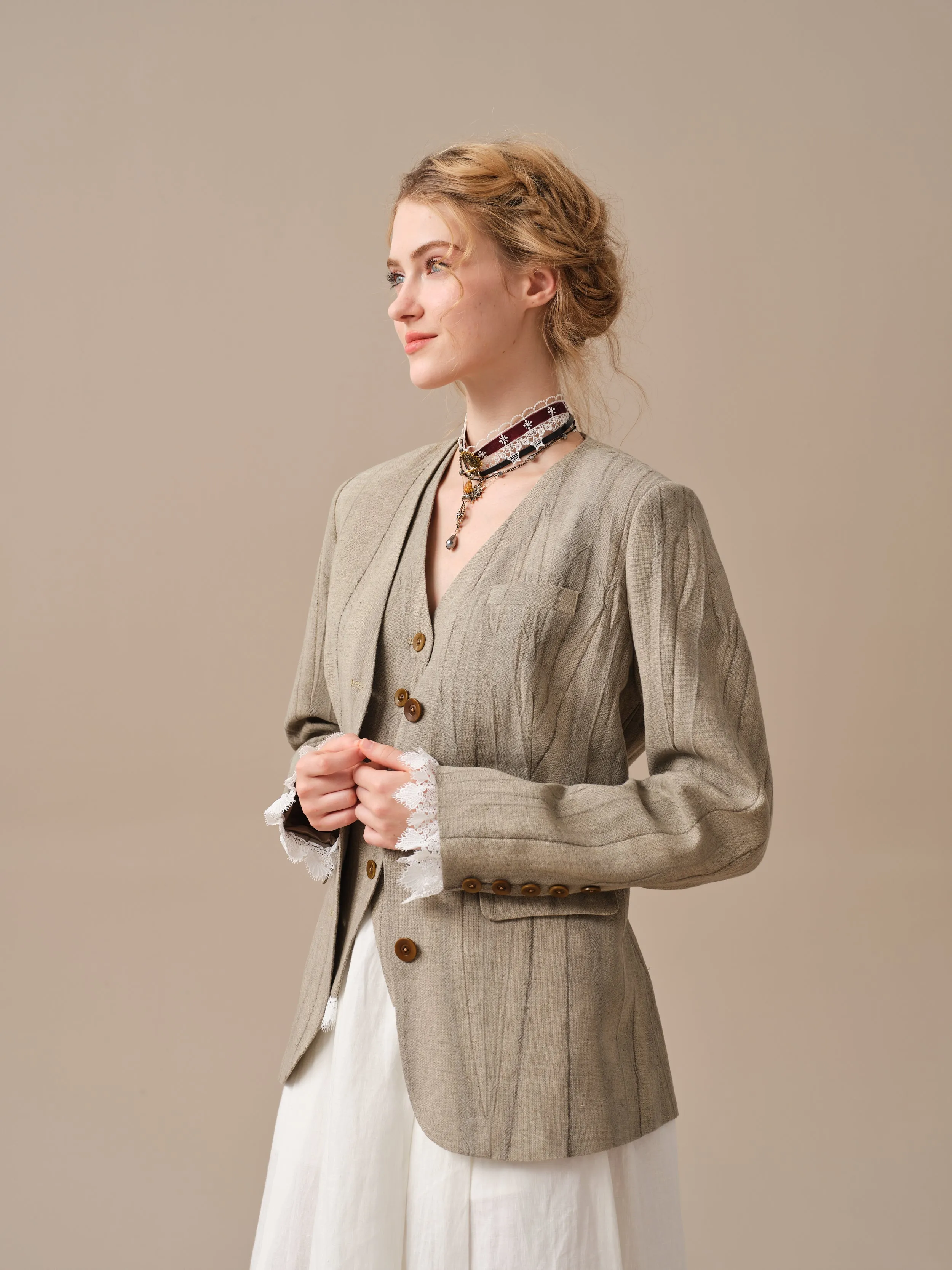 Mae 30 | 100% Linen Jacket with Vest