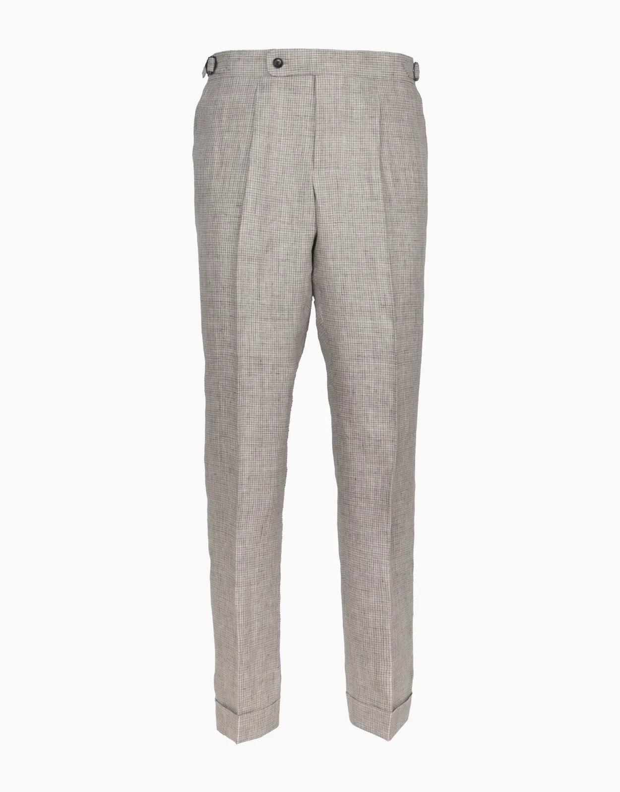 Malta Beige Houndstooth Linen Suit