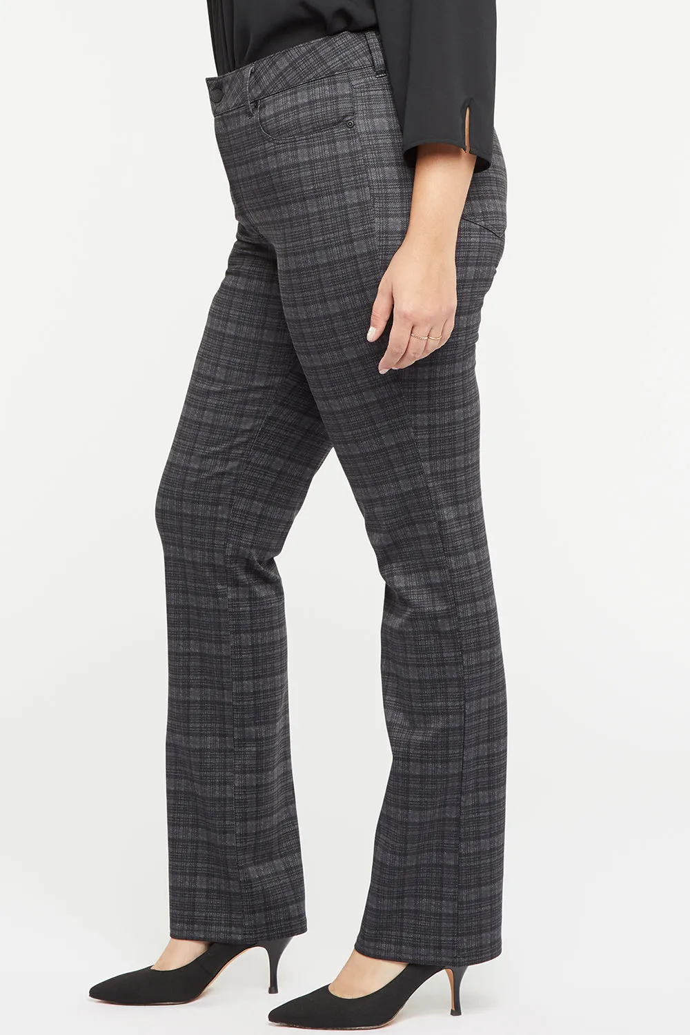 Marilyn Straight Pants In Plus Size - Hudson Plaid