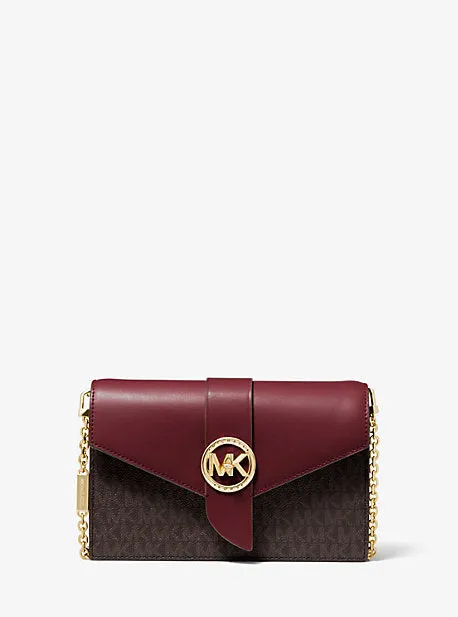 Medium Logo and Leather Convertible Crossbody Bag