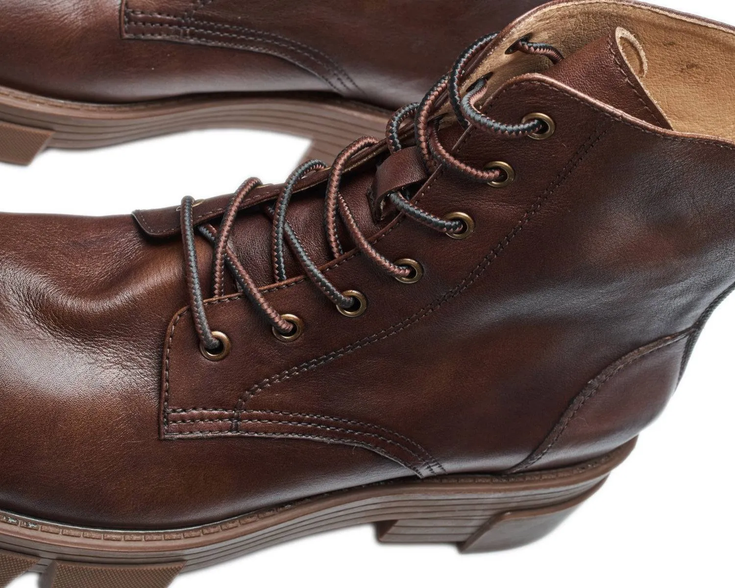 Men's Durable Leather Lace-Up Work Boots with Rugged Lug Sole