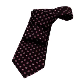 Millbury Foulard Silk Tie, Black / Pink / Purple