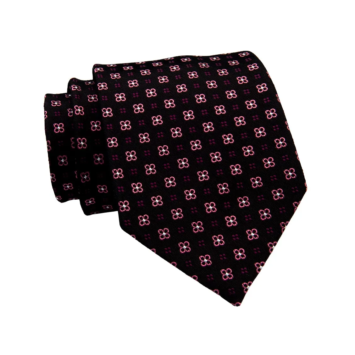 Millbury Foulard Silk Tie, Black / Pink / Purple