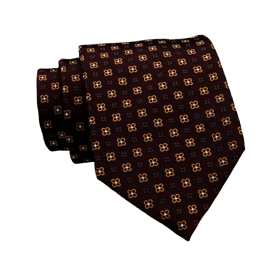 Millbury Foulard Silk Tie, Brown / Gold