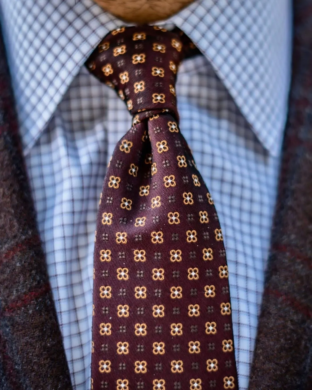 Millbury Foulard Silk Tie, Brown / Gold