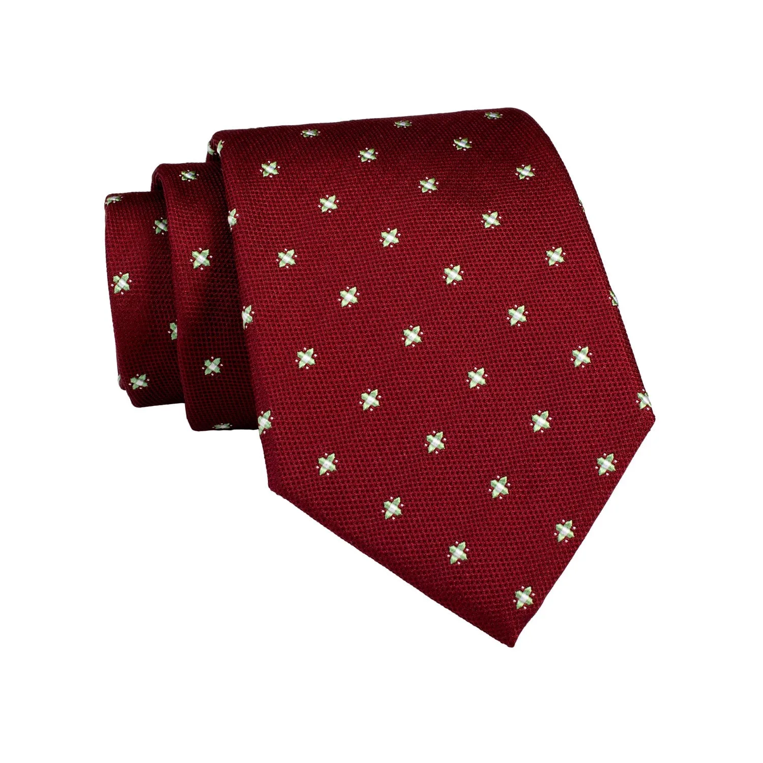 Millville Foulard Silk Tie, Burgundy / Light Green