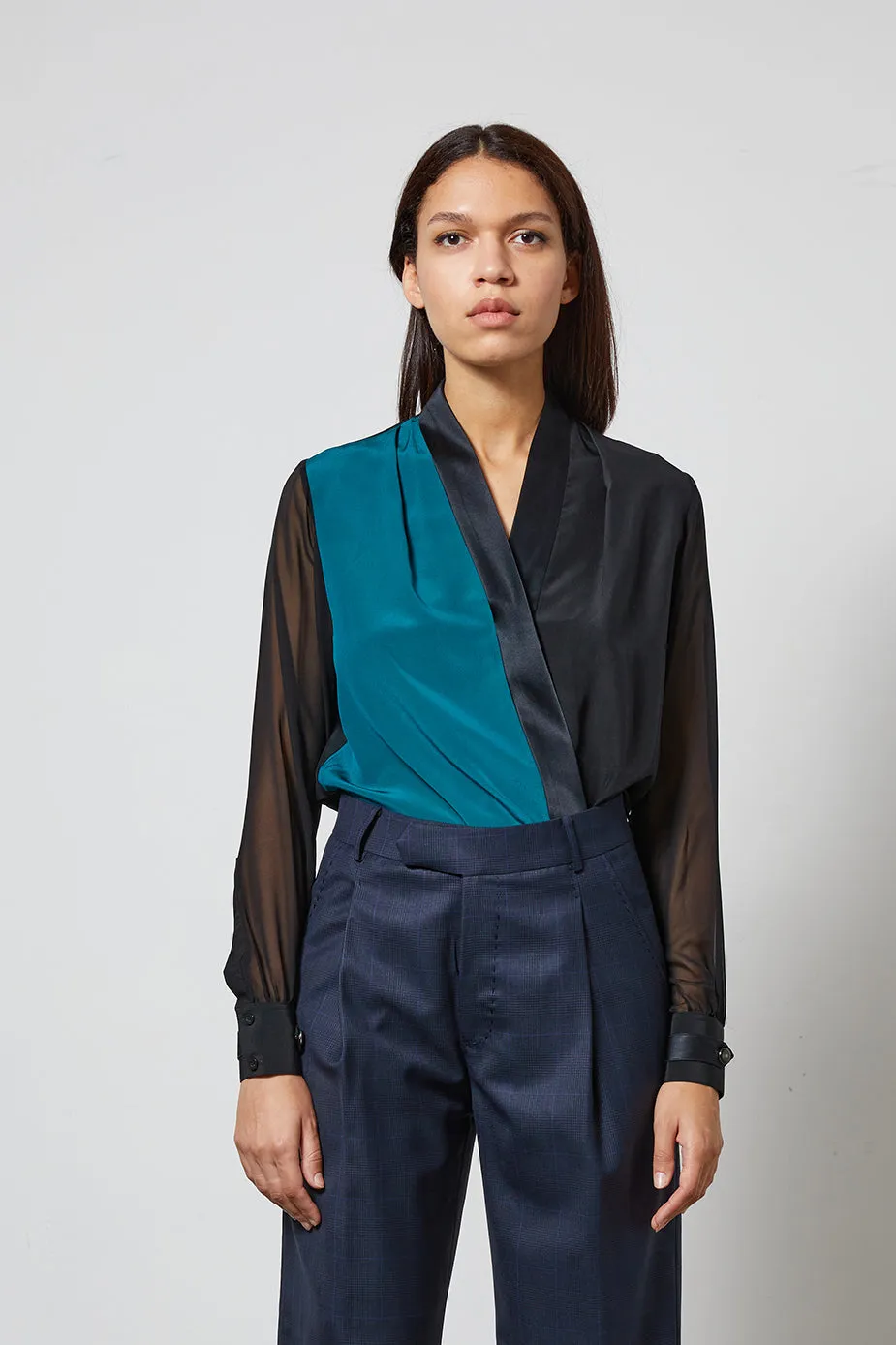 MINT jade - silk wrap blouse