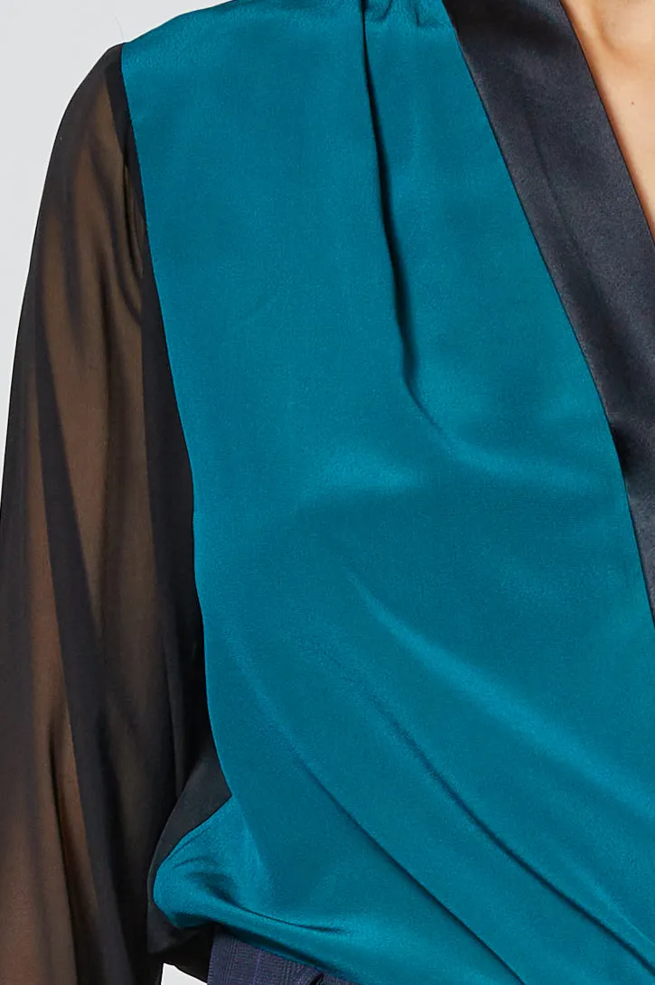 MINT jade - silk wrap blouse