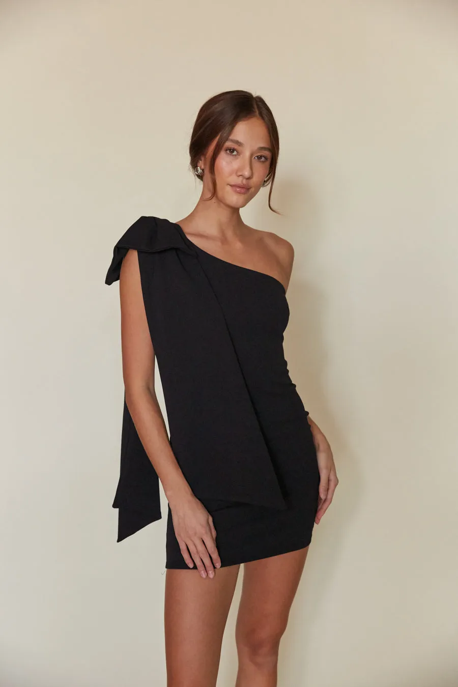 Mischa One Shoulder Bow Bodycon Mini Dress