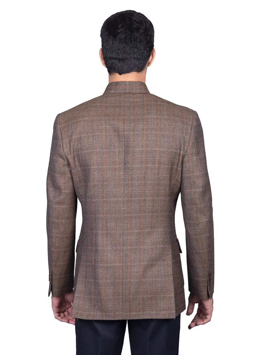 Mocha Brown Checks, Worsted Tweed, Wool Rich, Classic Blazer