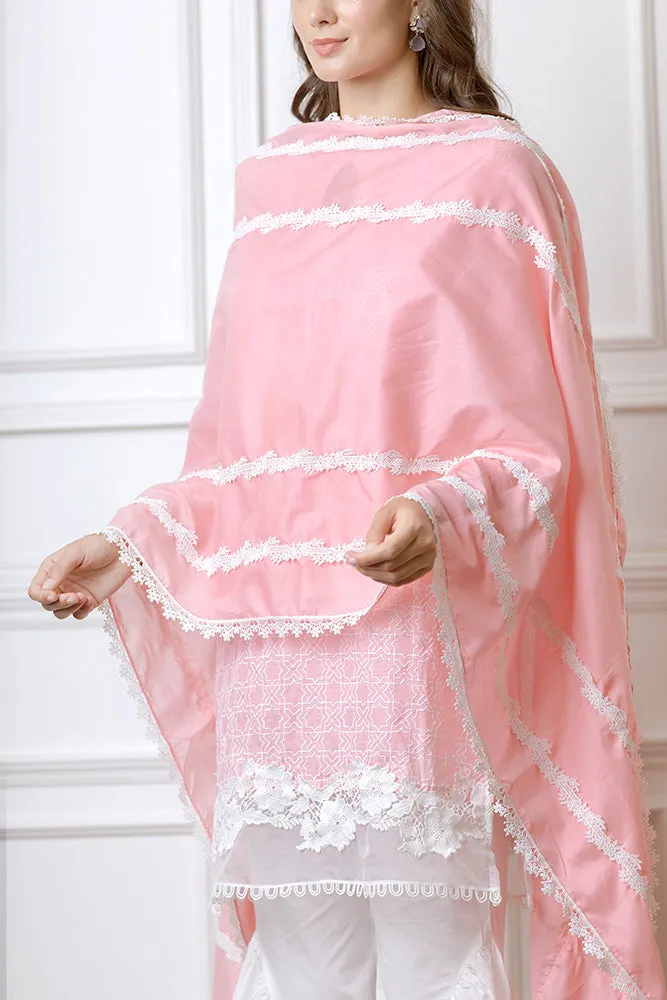 Mulmul Clover Pink Kurta With Hazel Bellbottoms