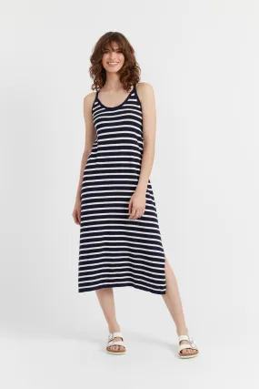 Navy Cotton-Linen Summer Breton Dress