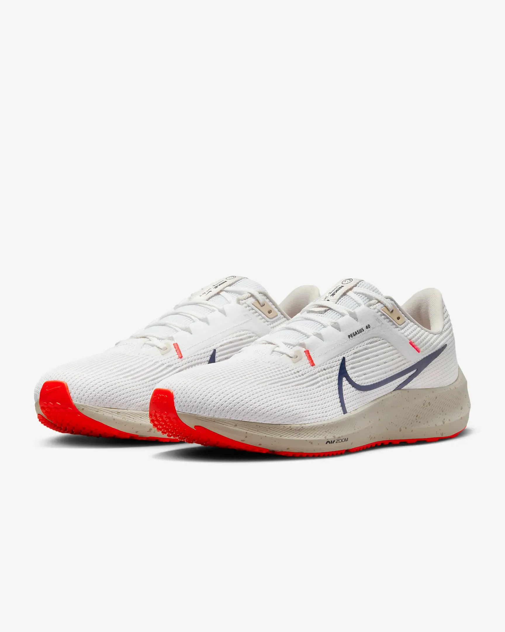 Nike Men's Pegasus 40 Shoes - White / Light Orewood Brown / Phantom / Obsidian