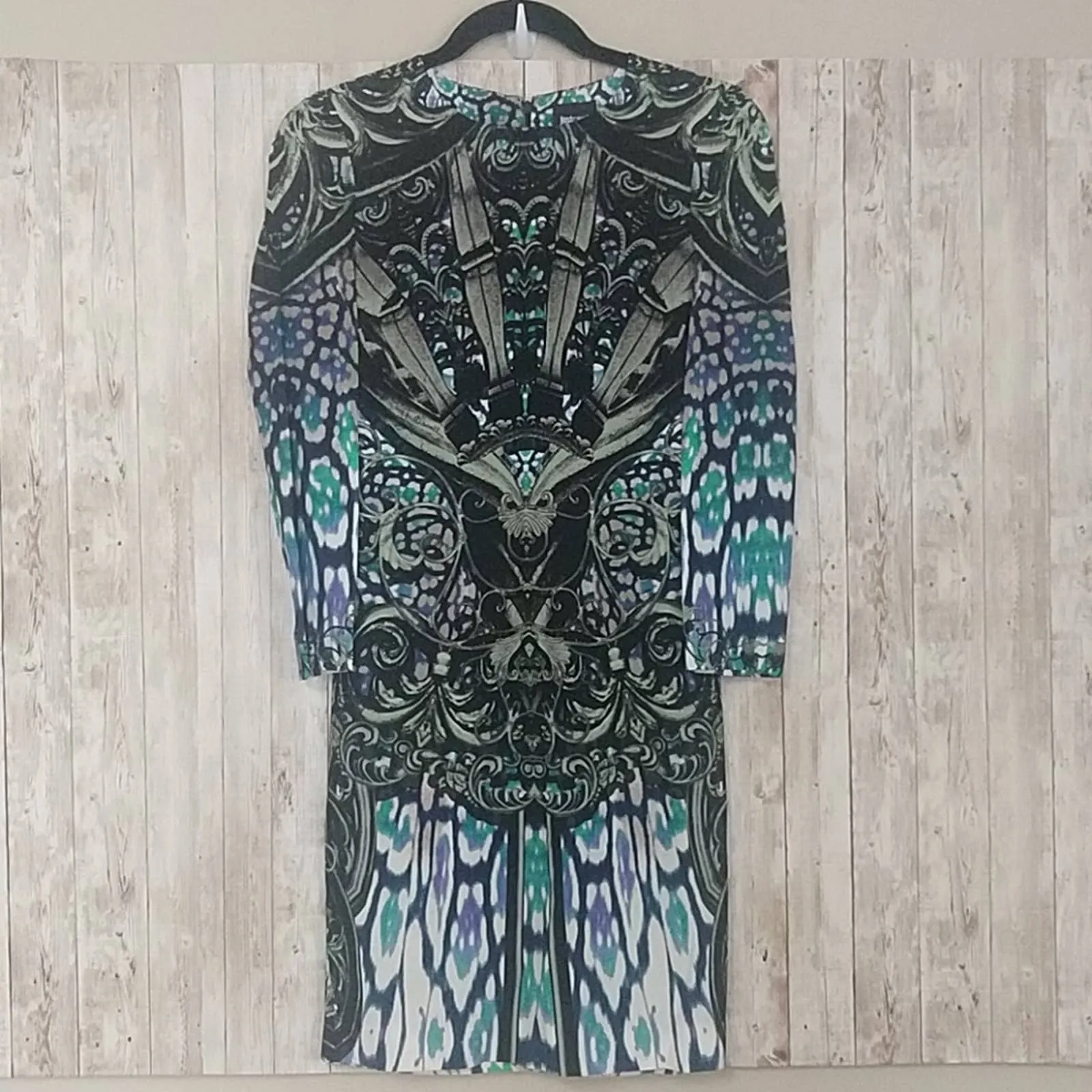 NWOT Just Cavalli Victorian Print Crepe Midi Dress