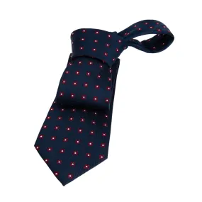 Oakland Foulard Silk Tie, Navy / Red / Silver