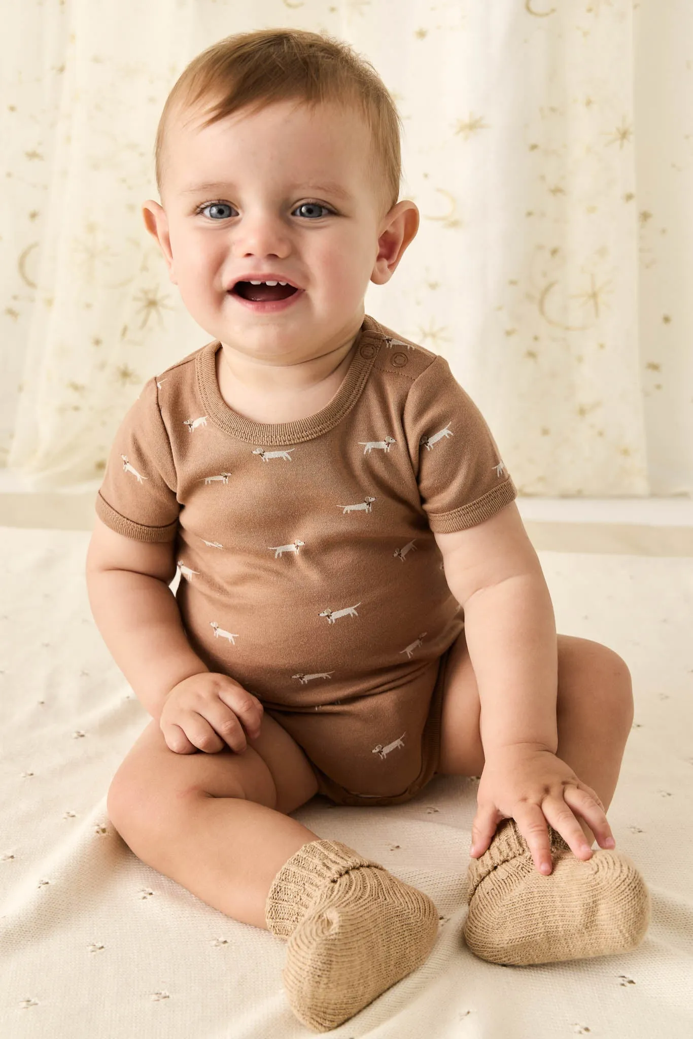 Organic Cotton Hudson Short Sleeve Bodysuit - Cosy Basil Spiced