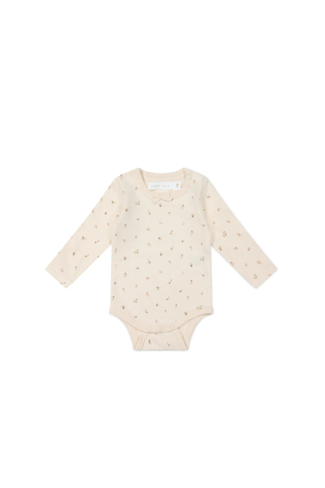 Organic Cotton Long Sleeve Bodysuit - Ditsy Berry Rose