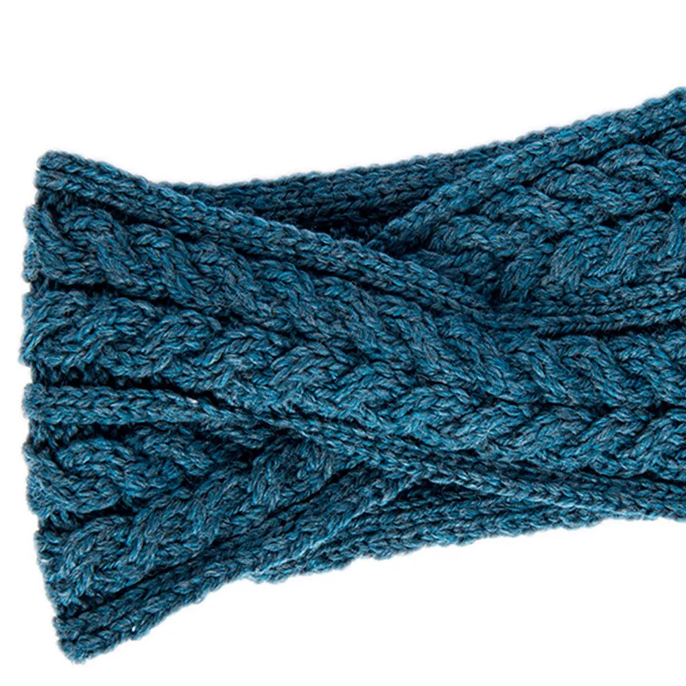 Petrol Aran Twisted Knitted Headband