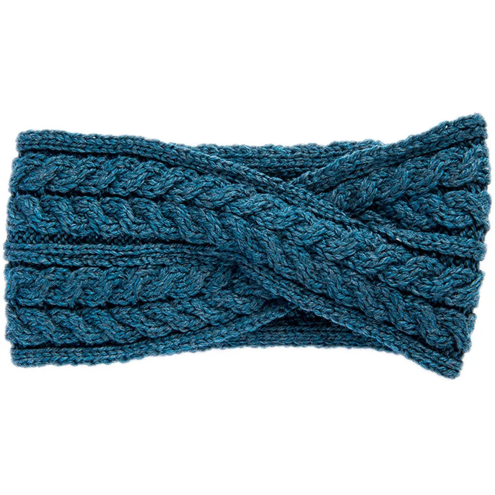 Petrol Aran Twisted Knitted Headband