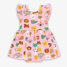 Pink Party Pals Flutter Skater Dress with Bodysuit