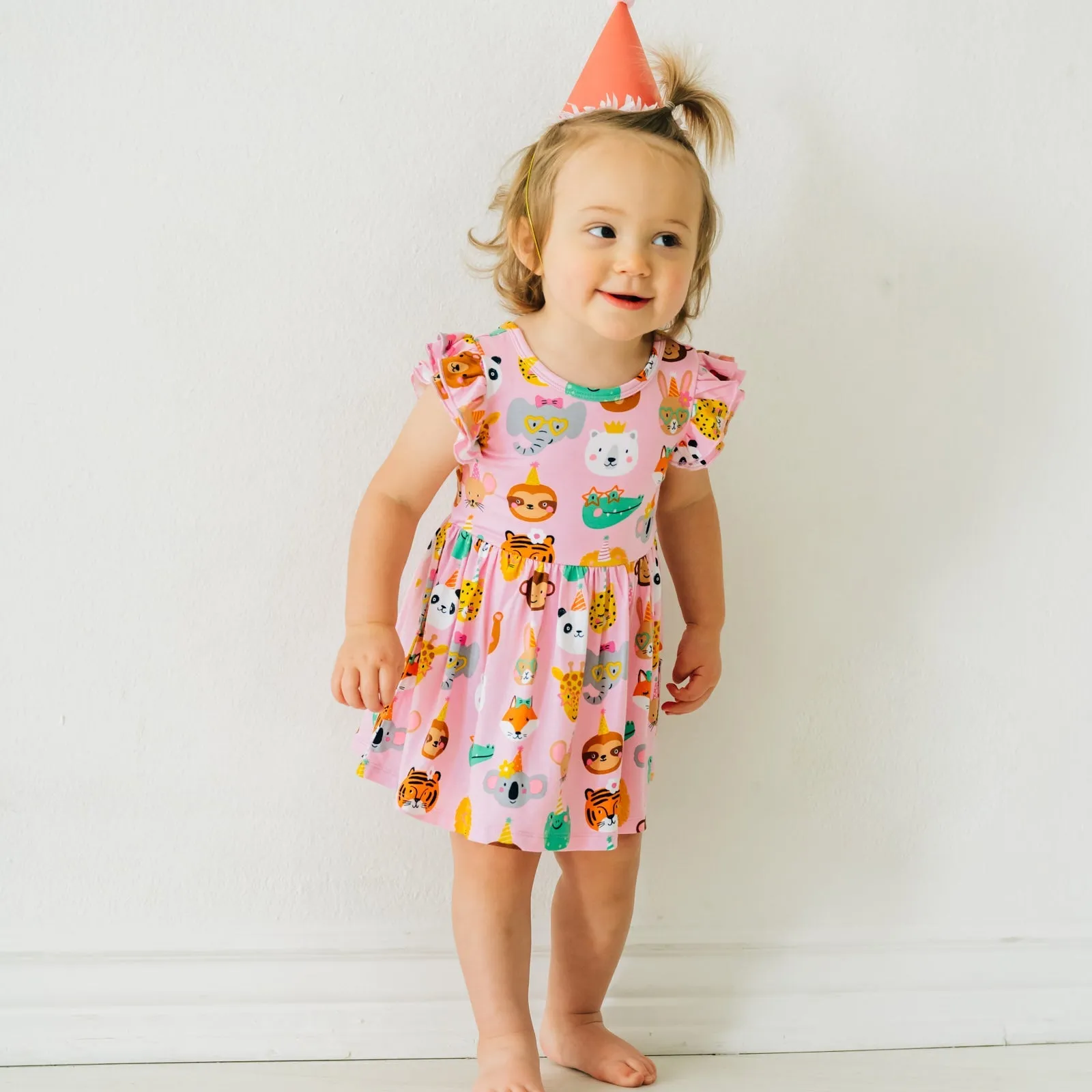 Pink Party Pals Flutter Skater Dress with Bodysuit