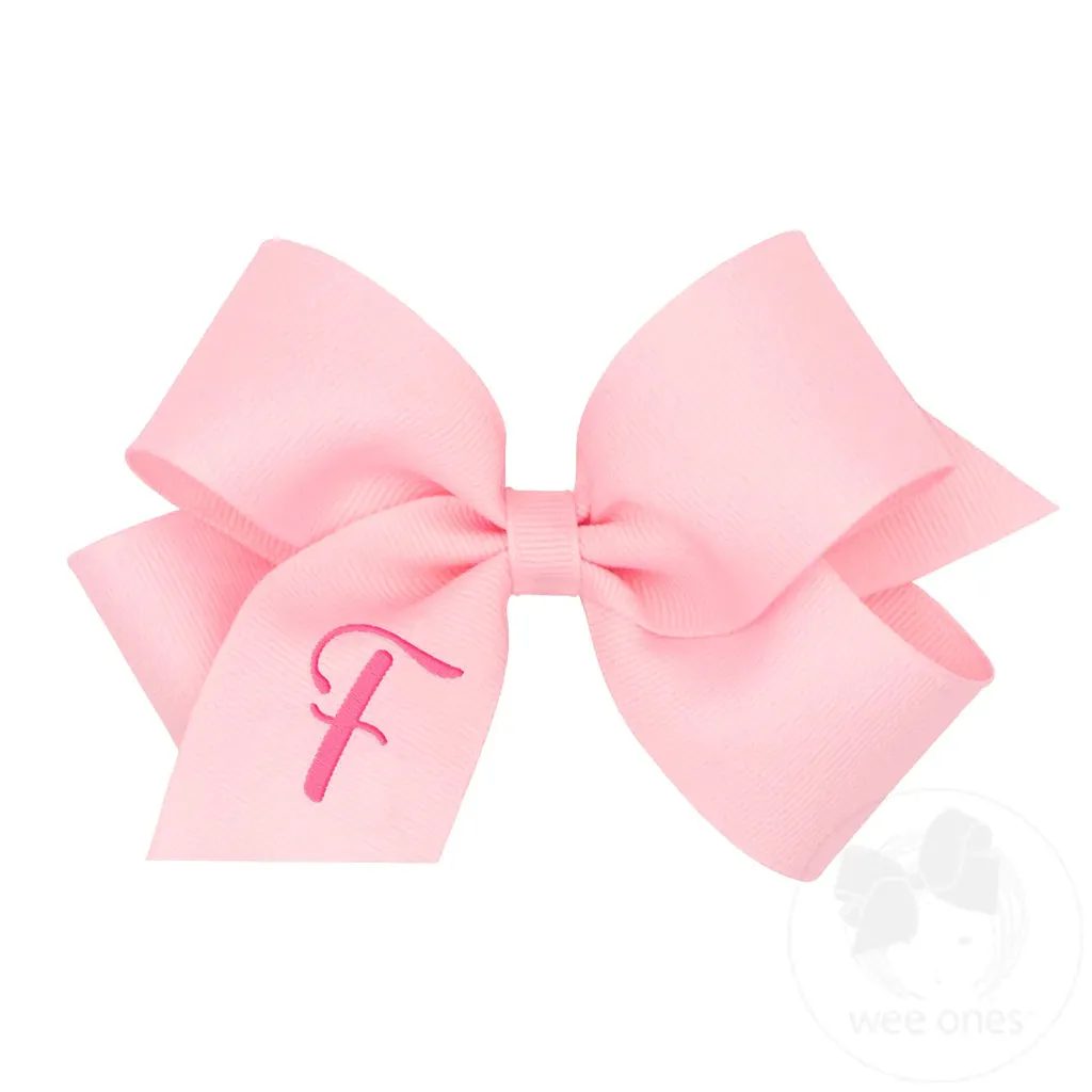 Pink with fuschia initial grosgrain bow