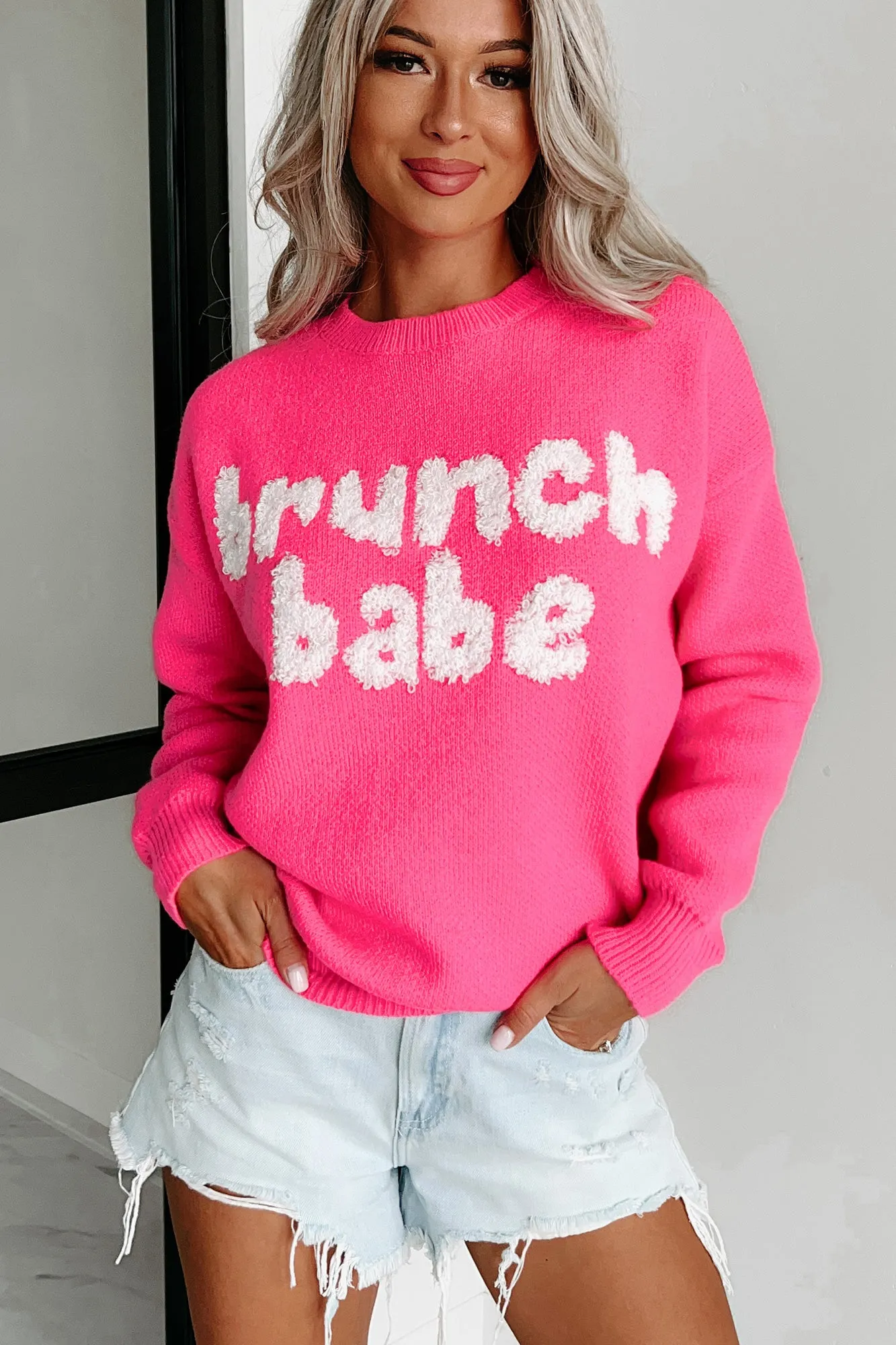 "Brunch Babe" Sweater (Fuchsia)