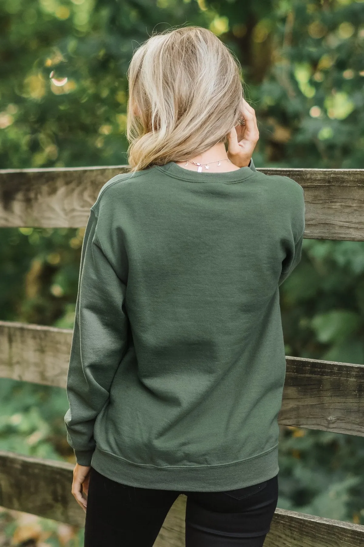 "Thankful" Graphic Pullover- Army Green