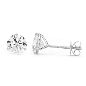 Ready Made | 0.8 Carat Moissanite Solitaire Earrings in 18K White Gold 3 Prong Martini Setting