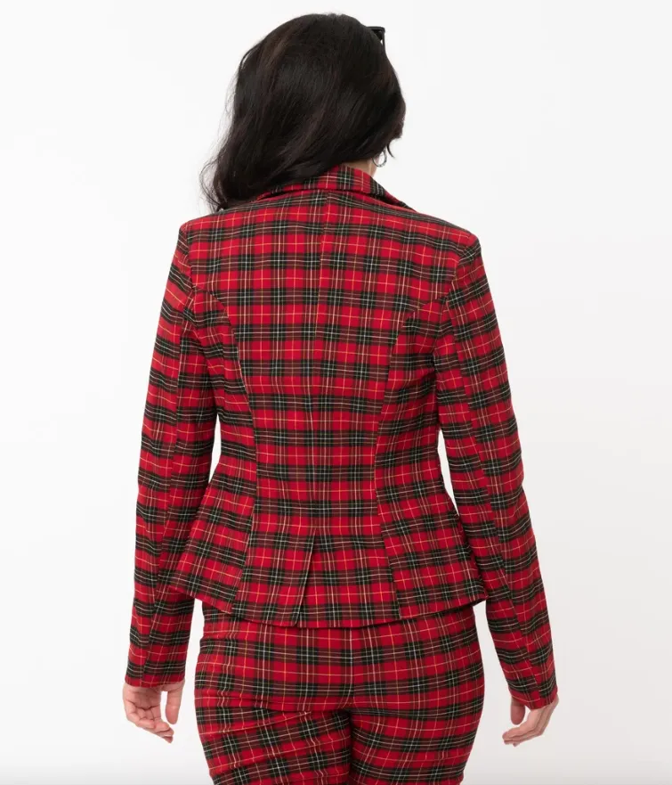 Red Plaid Suit Jacket