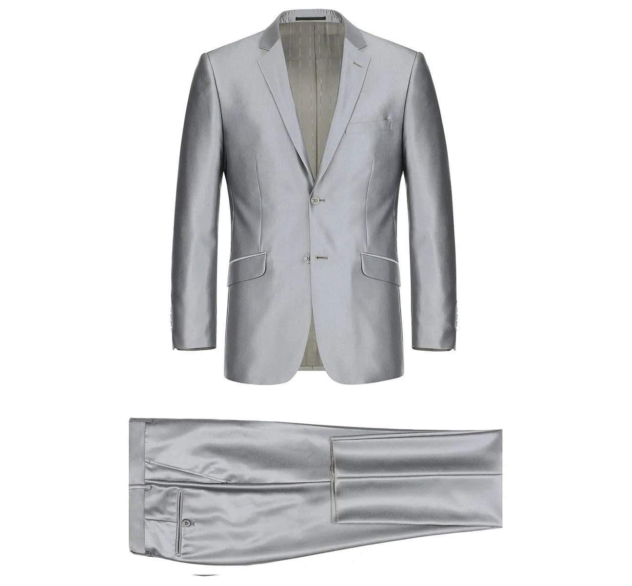 Renoir 207-2 Men's Sharkskin Italian Styled Two Piece Modern Fit Suit