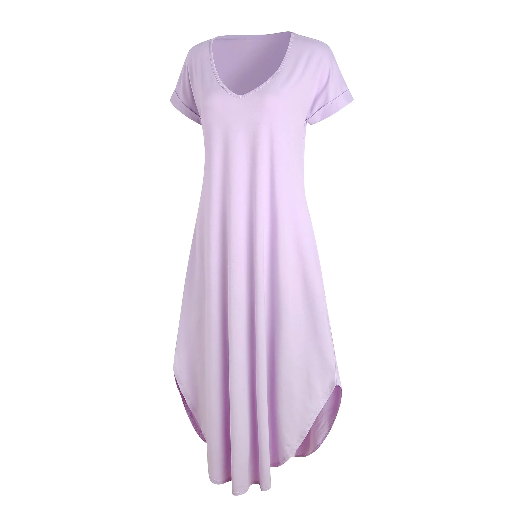 Richie House Nightgowns Nightdress Women V Neck Print Short Slit Sleepwear S-XXL RHW2895