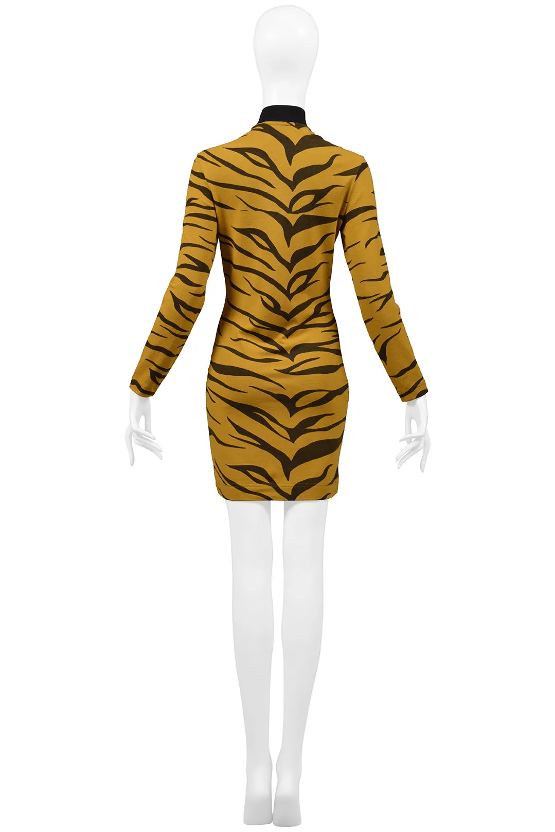 RIFAT OZBEK ORANGE AND BLACK TIGER DRESS