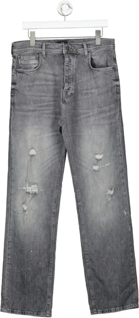 River Island Grey Baggy Distressed Jeans W32